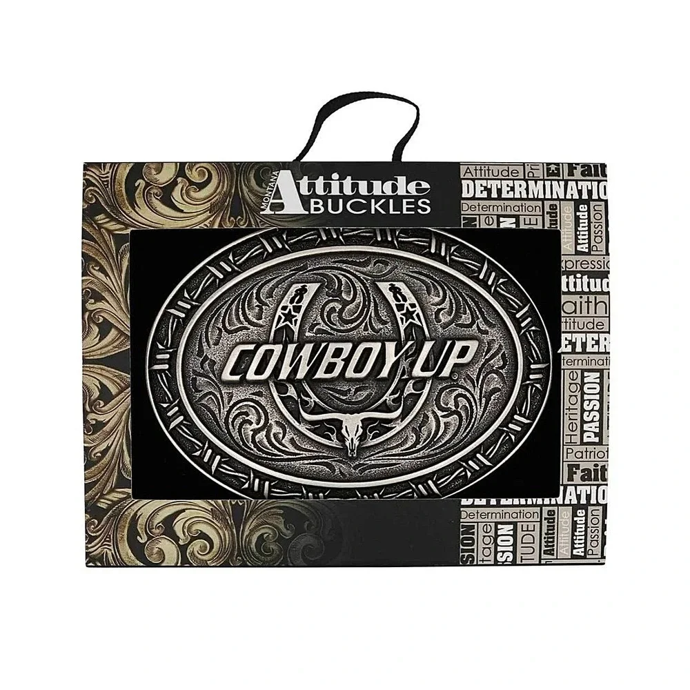 Montana Silversmiths Cowboy Up Barbed Wire‎ Buckle Retail $50 - New